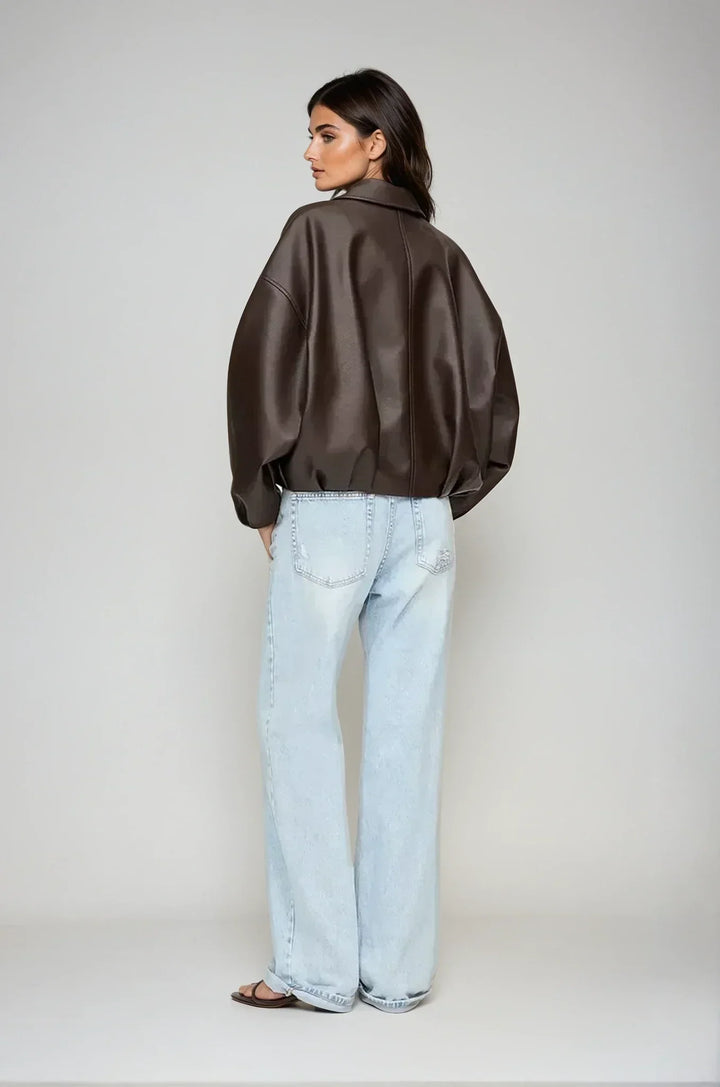 Vanessa | Oversized Leather Jacket with Belt