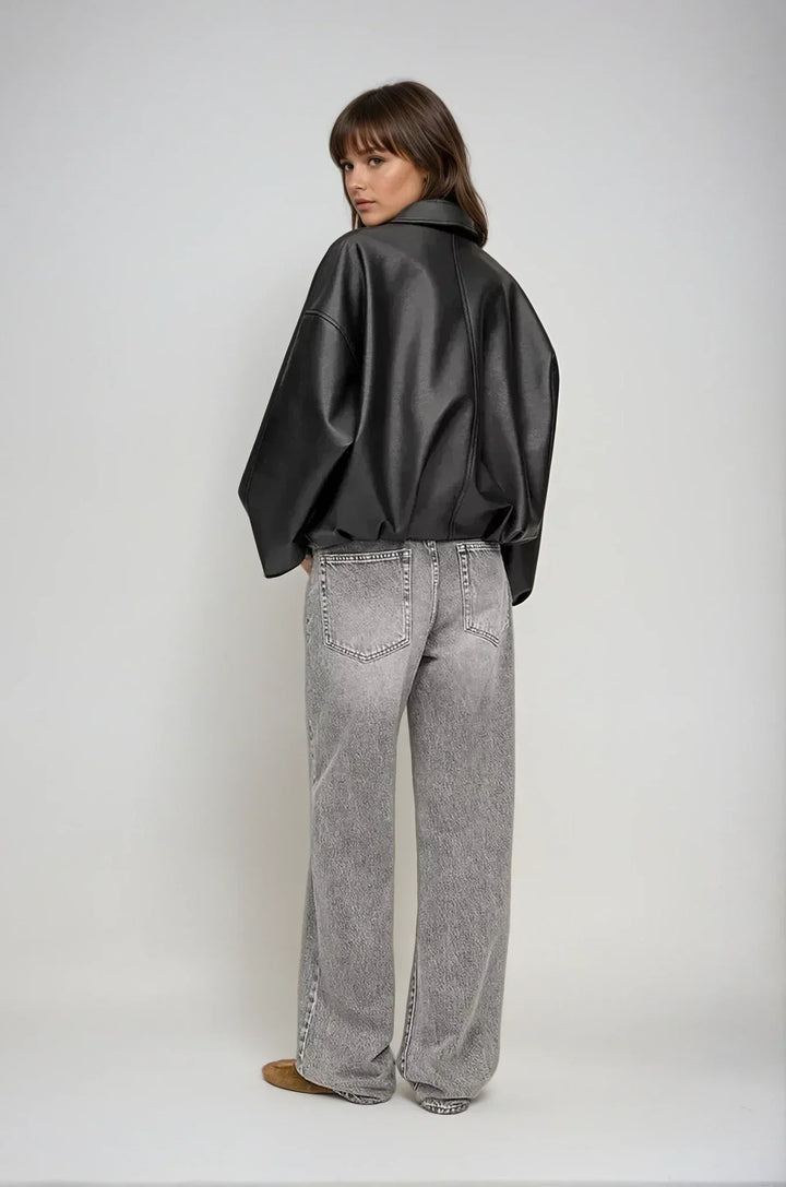 Vanessa | Oversized Leather Jacket with Belt
