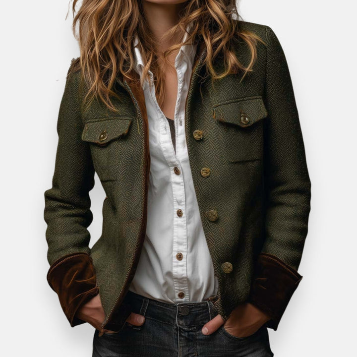 Dianeli — Elegant Tweed Jacket with Velvet Details