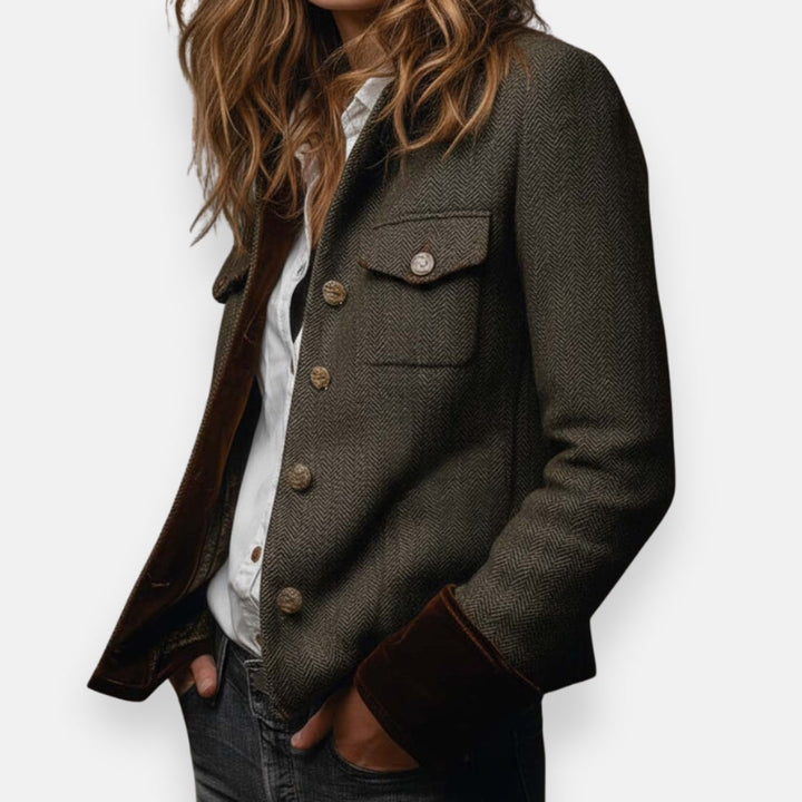 Dianeli — Elegant Tweed Jacket with Velvet Details