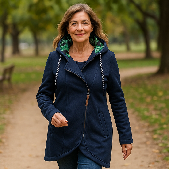 Eleonora – Winter Coat with Asymmetrical Zipper