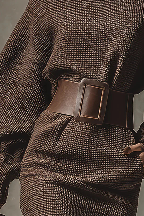 Cléa | Refined Knit Mini Dress with Structured Belt