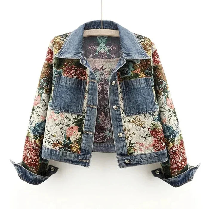 Camellia Floral Denim Jacket