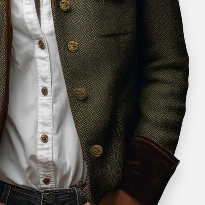 Dianeli — Elegant Tweed Jacket with Velvet Details