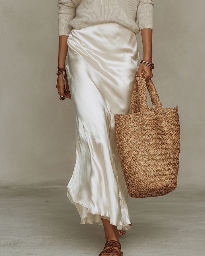 ÉLÉNA | Satin Midi Dress with Included Jumper