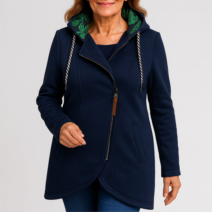 Eleonora – Winter Coat with Asymmetrical Zipper
