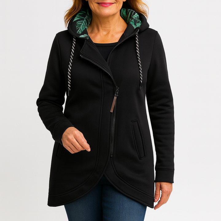 Eleonora – Winter Coat with Asymmetrical Zipper