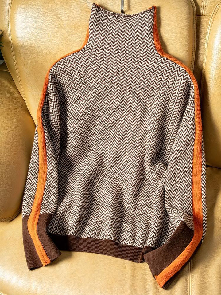 Avery | Refined Striped-Sleeve Turtleneck Sweater