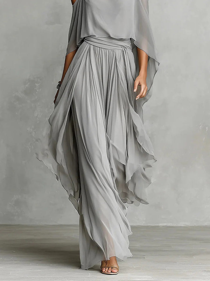 ISABELA | Grey Flowing Set with Strappy Top and Lightweight Trousers