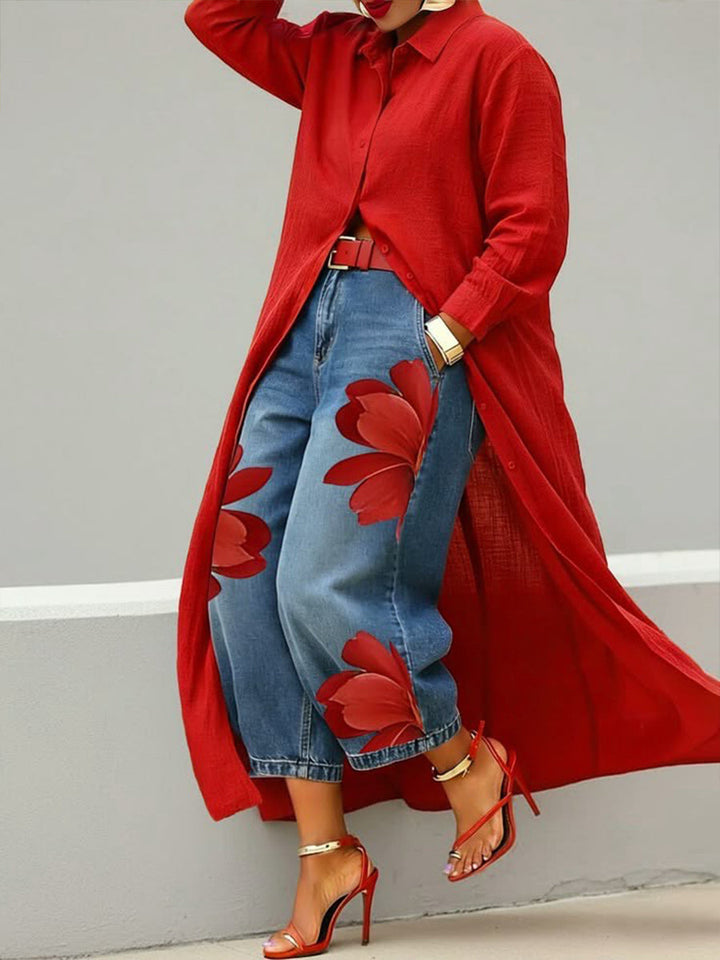 DANIELLA™ | Linen Dress & Floral Denim Set
