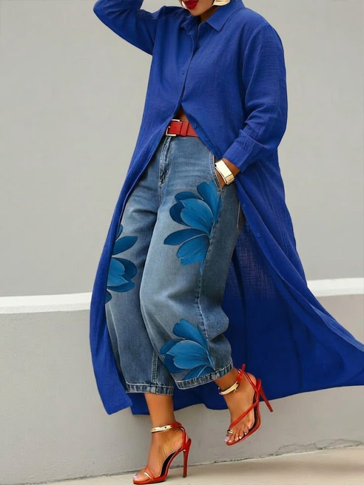 DANIELLA™ | Linen Dress & Floral Denim Set