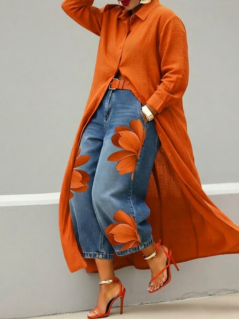DANIELLA™ | Linen Dress & Floral Denim Set